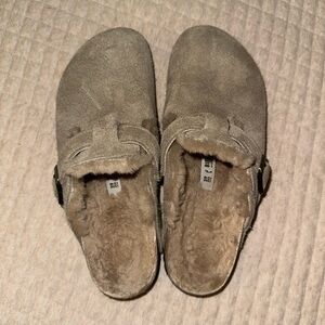 Birkenstock Boston Taupe Suede Mules 39